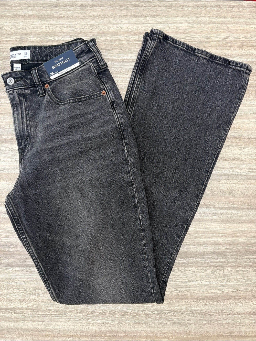 New Abercrombie & Fitch Curve Love Mid Rise Bootcut Jeans Women Size 28 Long - Picture 3 of 7